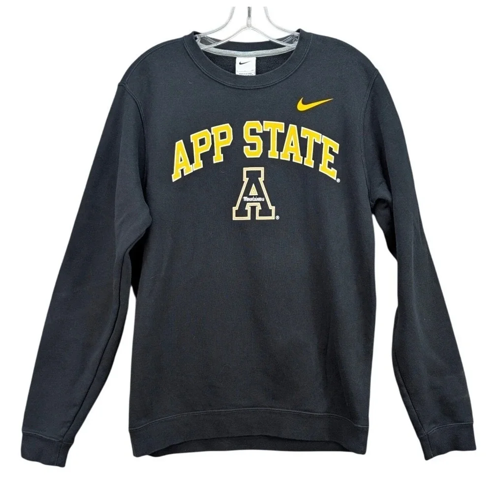 Nike App State Mountaineers Crewneck Sweatshirt Men Small Black Pullover Outdoor
